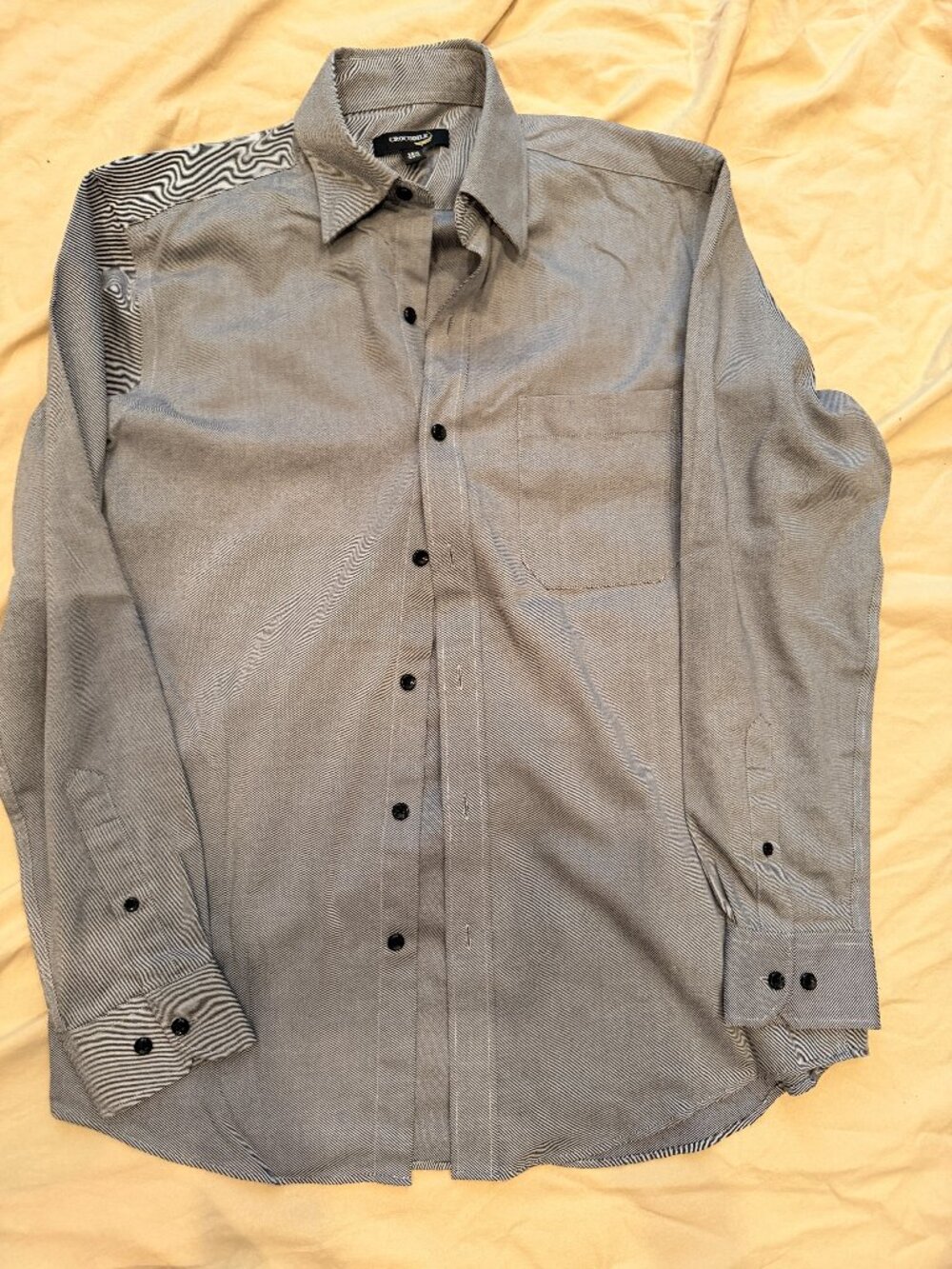 Crocodile Grey Blue Micro Stripe Dress Shirt 15.5 32.5